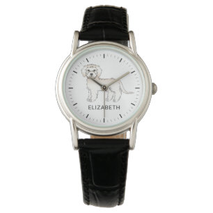 Cream Mini Goldendoodle Cartoon Dog & Name Watch