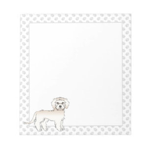 Cream Mini Goldendoodle Cartoon Dog & Paws Notepad