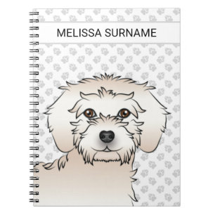Cream Mini Goldendoodle Cartoon Dog & Text Notebook