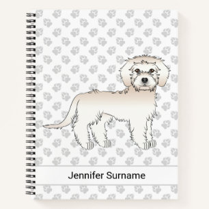 Cream Mini Goldendoodle Cartoon Dog & Text Notebook