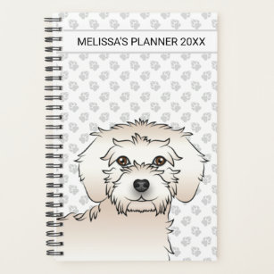 Cream Mini Goldendoodle Cartoon Dog & Text Planner
