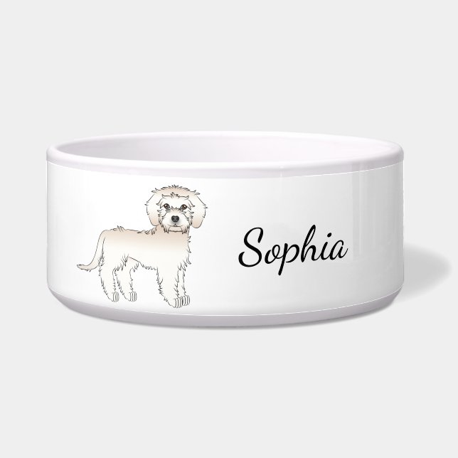 Cream Mini Goldendoodle Dog Standing & Name (Front)