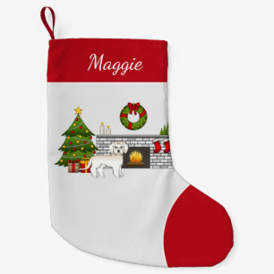 Cream Mini Goldendoodle - Festive Christmas Room Small Christmas Stocking