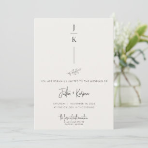 Cream Minimalist Botanical Wedding Invitation