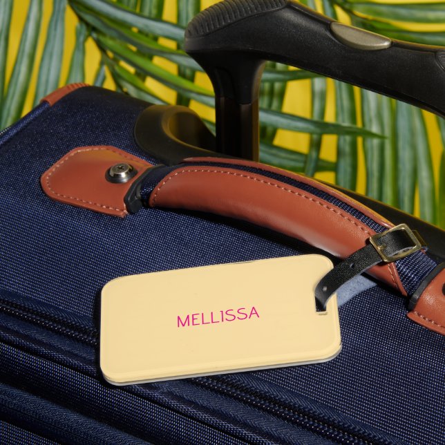 Cream minimalist custom name  luggage tag (Front Insitu 3)