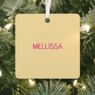 Cream minimalist custom name  metal tree decoration