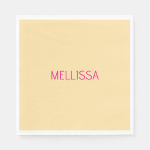 Cream minimalist custom name  napkin