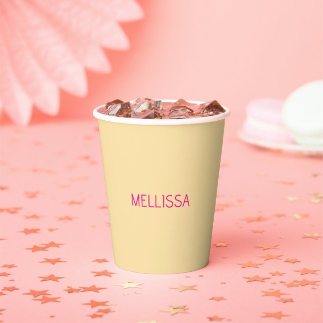 Cream minimalist custom name  paper cups (Insitu)