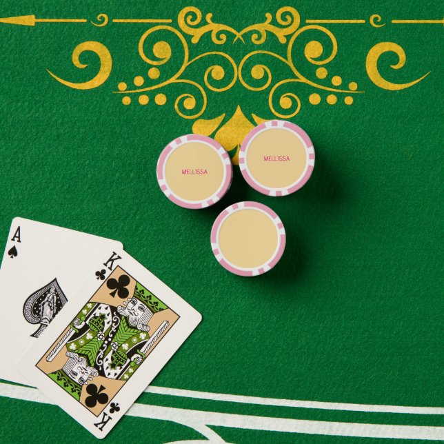 Cream minimalist custom name  poker chips (Poker Table (Stack))