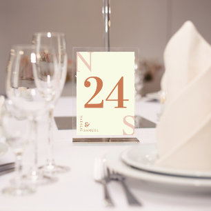 Cream Minimalist & Elegant Simple Bold Initials Table Number