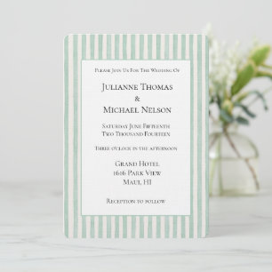 Cream Mint Stripes Wedding Invitation