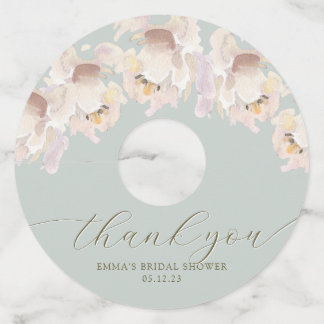 Cream & Mint Watercolor Floral Wine Glass Tags