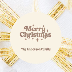 Cream mocha Merry Christmas favour Classic Round Sticker