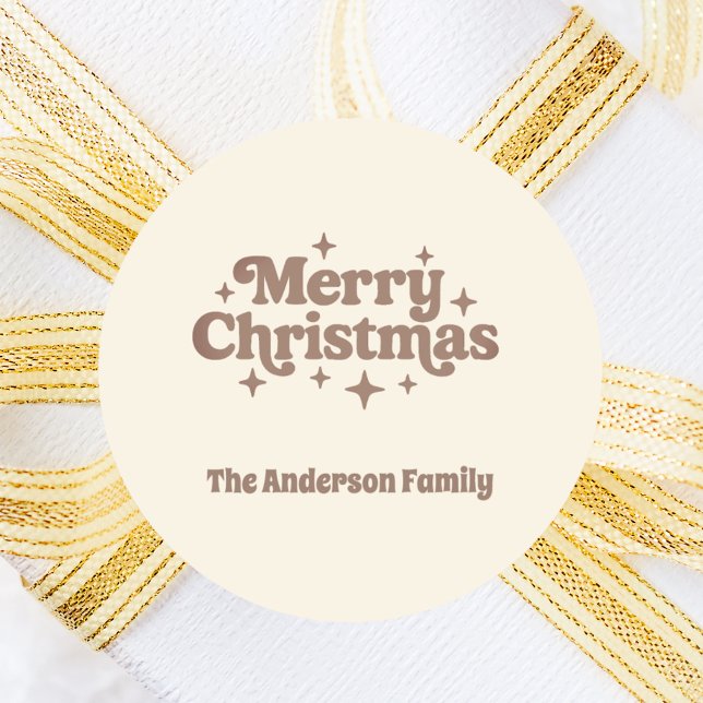Cream mocha Merry Christmas favour Classic Round Sticker (Creator Uploaded)