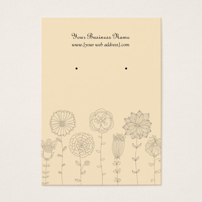 Cream Mod Flowers Custom Earring Card (Front)