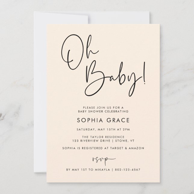 Cream Modern Boho Gender Neutral Baby Shower Invitation (Front)