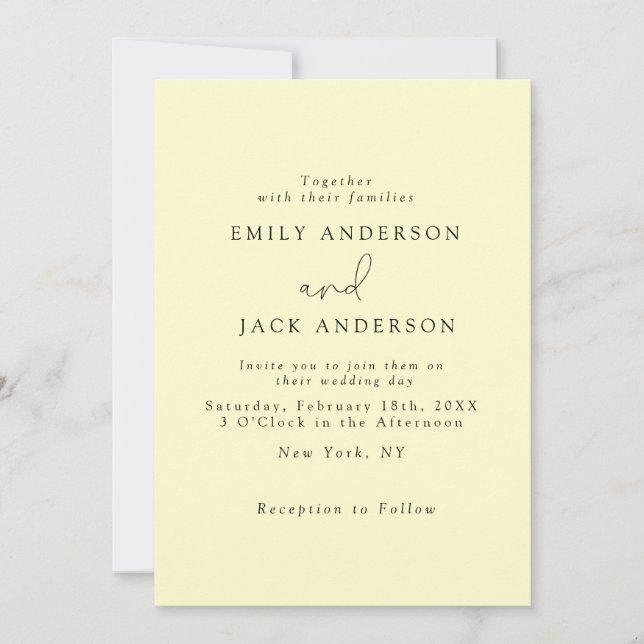 cream Modern Elegance Chic Wedding Invitation (Front)