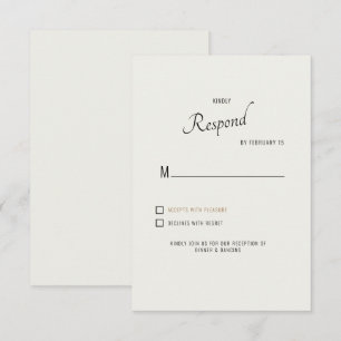 Cream Modern Font Black Text Wedding RSVP Card