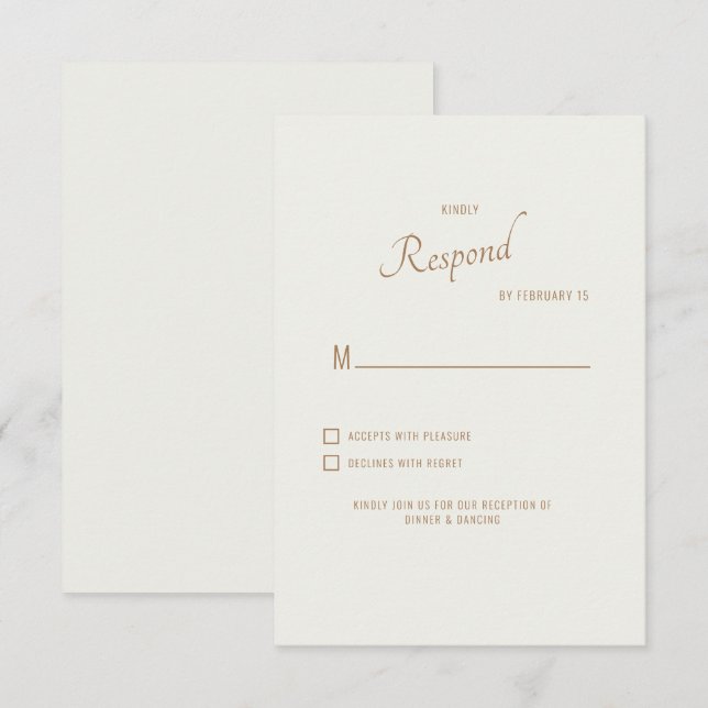 Cream Modern Font Wedding RSVP Card (Front/Back)