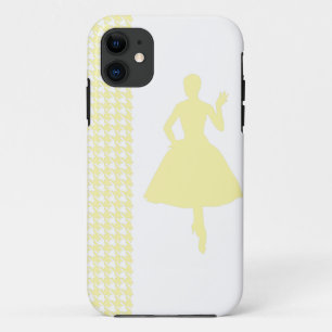 Cream Modern Houndstooth w/ fashion Silhouette iPhone 11 Case