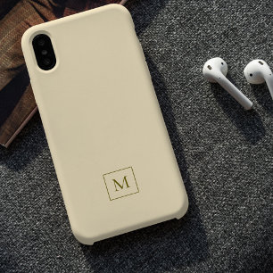 Cream Modern Minimal Elegant Initial Monogram Case-Mate iPhone 14 Case