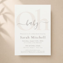 Cream Modern Minimalist Neutral Oh Baby Shower