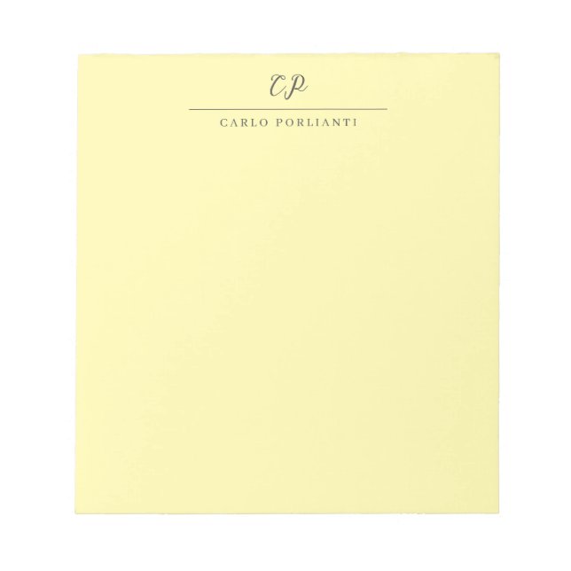 Cream Modern Monogrammed Calligraphy Plain Name Notepad (Front)
