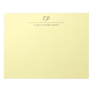 Cream Modern Monogrammed Calligraphy Plain Name Notepad