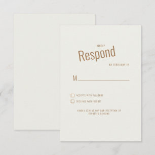Cream Modern Wedding RSVP Card