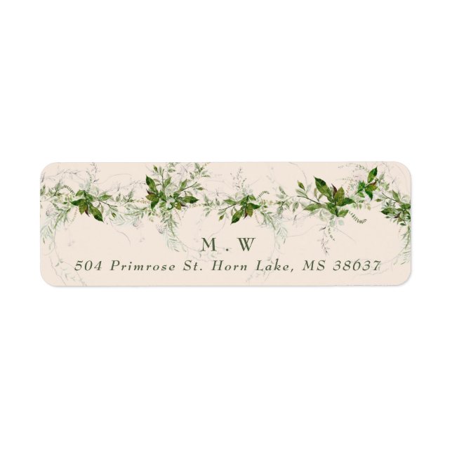 Cream Monogram Eucalyptus Wreath Wedding Envelope (Front)