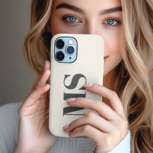 Cream Monogram initial simple  iPhone 13 Pro Max Case