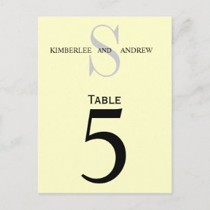 Cream Monogram Wedding Table Number Cards