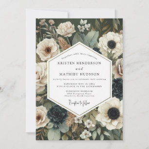 Cream Moody Botanical Wedding Invitation