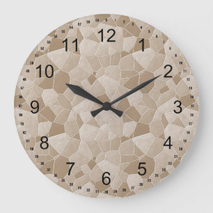 Cream Mosaic abstract Large Clock