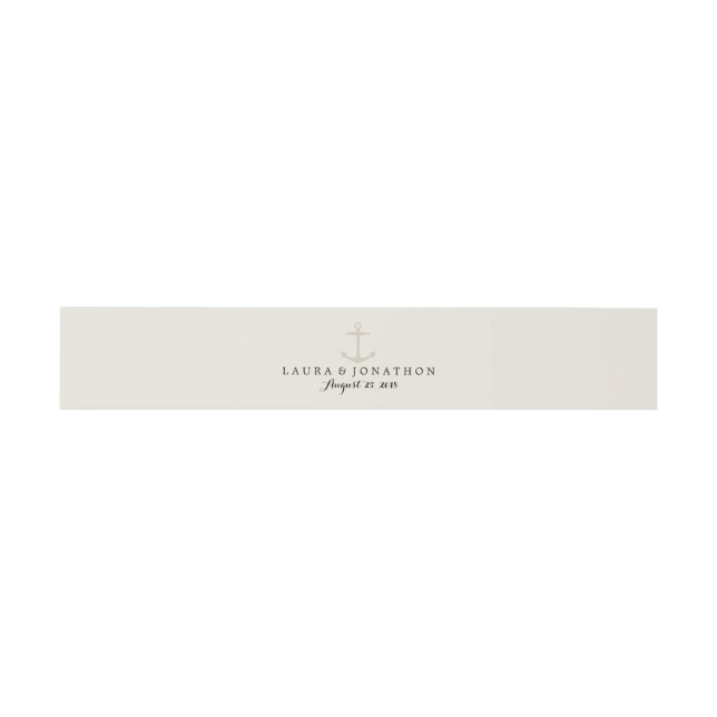 Cream Nautical Anchor | Wedding Invitation Belly Band (Flat)