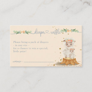Cream Navy Lamb Sheep Baby Shower Diaper Raffle Enclosure Card
