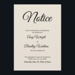 Cream Notice Postponed Wedding Announcement<br><div class="desc">Here's a simple card to notify your guests if it's become necessary to change your wedding date. Use the template fields to add your personal details and make this elegant, minimalist design your own. The cream background can be changed to any colour you prefer. All fonts and colours are also...</div>