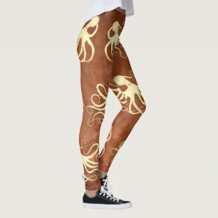 Cream Octopus on Chocolate - Leggings