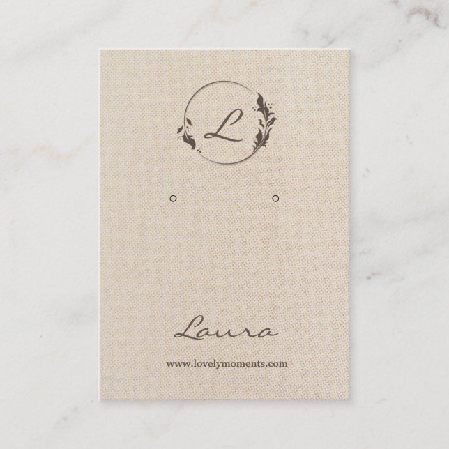 Cream off-white earring display card (Front)