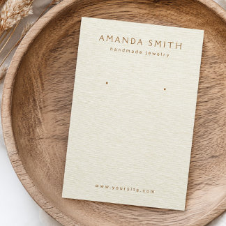 Cream off-white linen print earring display card