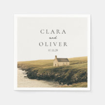 Cream Olive Serif Irish Coast Cocktail Wedding