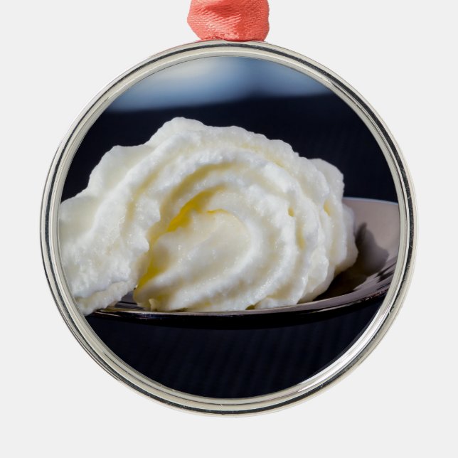 cream on a spoon macro concept metal tree decoration (Front)