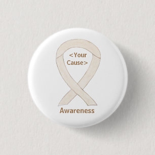 Cream or Ivory Awareness Ribbon Custom Pins