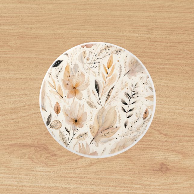 Cream orange floral pattern ceramic knob (Creator Uploaded)