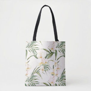 Cream Orchid Flowers Tote Bag