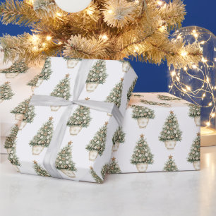 Cream Ornament Christmas Tree Wrapping Paper
