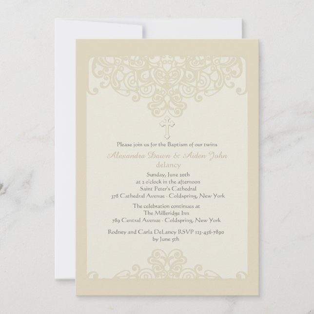 Cream Ornamental Religious Invitation (Front)