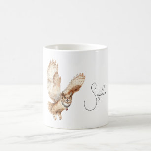 Cream Owl Heart Necklace Coffee Mug