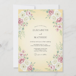 Cream Painterly Springtime Wedding Invitation