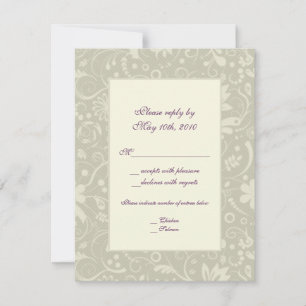 Cream Paisley Wedding RSVP Note Card